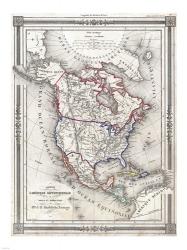 1852 Bocage Map of North America | Obraz na stenu