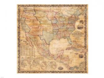 1856 Mitchell Wall Map of the United States and North America | Obraz na stenu