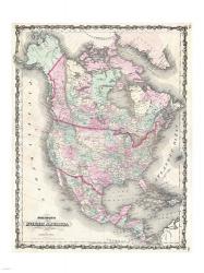 1862 Johnson Map of North America | Obraz na stenu