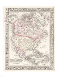 1864 Mitchell Map of North America | Obraz na stenu