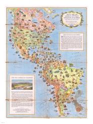 1930 Pictorial Map of North America and South America | Obraz na stenu