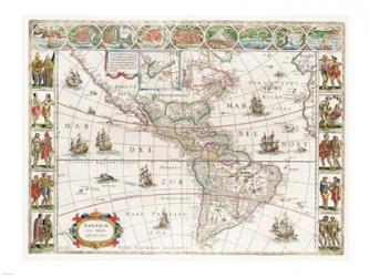 Americae nova Tabula - Map of North and South America | Obraz na stenu