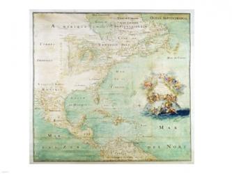 Claude Bernou Carte de lAmerique septentrionale | Obraz na stenu