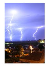 Lightning over Oradea Romania | Obraz na stenu