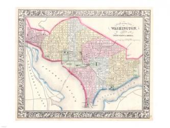 1864 Mitchell Map of Washington D.C. | Obraz na stenu
