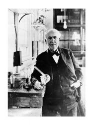 Thomas Edison with the first light bulbs | Obraz na stenu