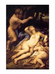 Correggio - Venus and Cupid with a Satyr | Obraz na stenu