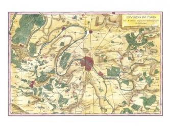 1780 Bonne Map of the Environs of Paris, France | Obraz na stenu