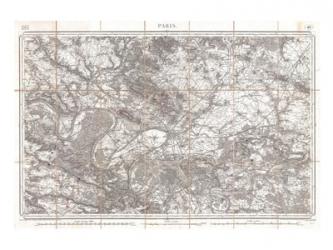 1852 Depot de Guerre Map of Paris and its Environs, France | Obraz na stenu