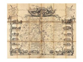 1865 Madeleine Map Pocket Map of Vichy, France | Obraz na stenu