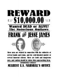 Frank and Jesse James Wanted Poster | Obraz na stenu