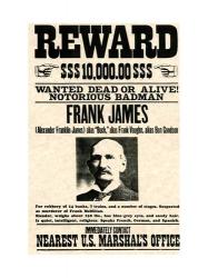Frank James Wanted Poster | Obraz na stenu