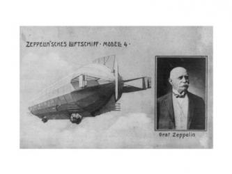 Zeppelin Airship, with Inset bust Portrait of Graf Zeppelin | Obraz na stenu
