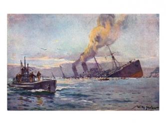 U-boat Sinking a Troop Transport Ship | Obraz na stenu