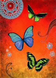 Fluorescent Green and Blue Butterflies | Obraz na stenu