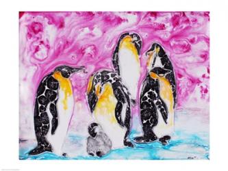 Penguins Under Magenta Sky | Obraz na stenu