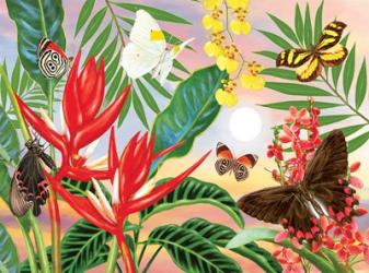 Butterflies and Red Christmas Heliconia | Obraz na stenu