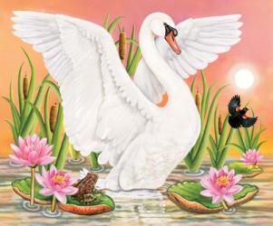 Swan, Frog And Blackbird At Sunset | Obraz na stenu