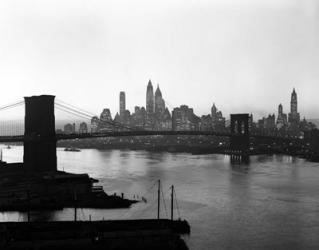 1950s Twilight Skyline Manhattan Brooklyn Bridge? | Obraz na stenu