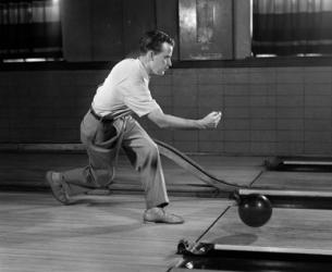 1950s Side View Of Man Bowling | Obraz na stenu