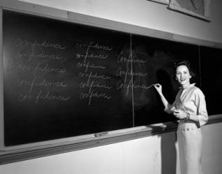 1950s Teacher In Front Of Classroom | Obraz na stenu
