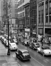 1940s Rainy Day On Chestnut Street Philadelphia | Obraz na stenu