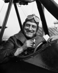1920s Smiling Man Pilot In Cockpit Of Airplane | Obraz na stenu