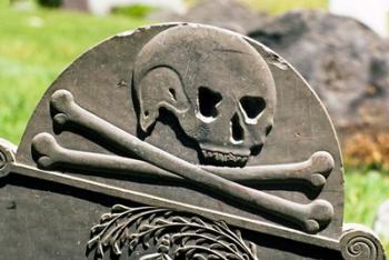Skull And Crossbones Carved On Tombstone | Obraz na stenu