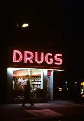 1980s Drug Store At Night Pink Neon Sign | Obraz na stenu