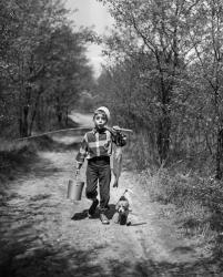 1950s Boy With Beagle Puppy | Obraz na stenu