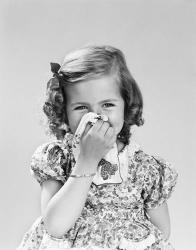 1940s Little Girl Blowing Her Nose | Obraz na stenu