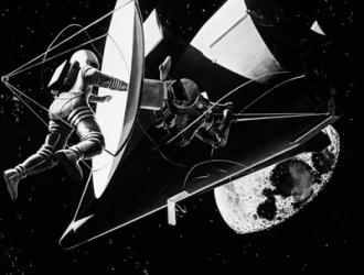 Illustration 1960s Weightless Astronauts Eva | Obraz na stenu