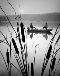 1980s Two Men Silhouetted Bass Fishing | Obraz na stenu