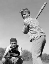 1950s Teen Boy At Bat | Obraz na stenu