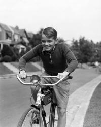 1930s Smiling Boy Riding Bicycle | Obraz na stenu