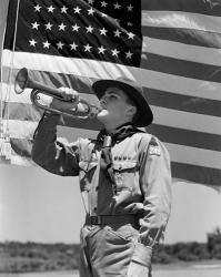 1940s Boy Scout Playing Bugle | Obraz na stenu
