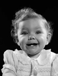 1950s Portrait Baby Girl Smiling With Two Bottom | Obraz na stenu