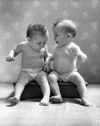 1930s 1940s Twin Babies Wearing Diapers Together | Obraz na stenu