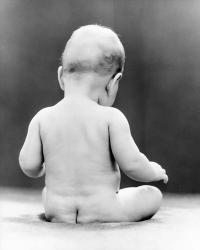1930s Naked Baby Sitting On Bare Bottom Behind | Obraz na stenu