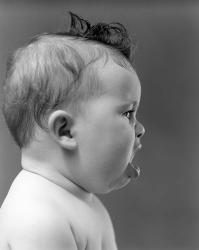 1940s 1950s Profile Of Baby Head With Mouth Open | Obraz na stenu