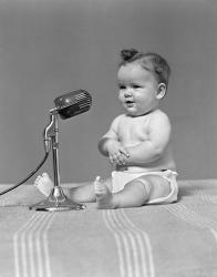 1940s Baby In Diaper With Microphone Studio | Obraz na stenu