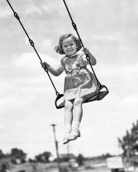 1930s 1940s Smiling Girl On Swing Outdoor | Obraz na stenu