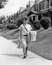 1930s Newsboy Delivering Newspapers | Obraz na stenu