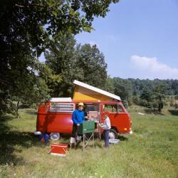 1970s Father And Son Cooking At Campsite | Obraz na stenu