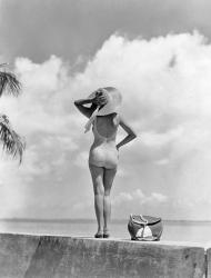 Woman Standing On Tropical Beach Wall | Obraz na stenu
