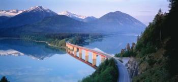 Bridge over Lake Sylverstein Bavaria Germany | Obraz na stenu