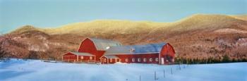 Barn in snow covered field, Vermont | Obraz na stenu