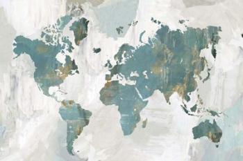 Teal World Map | Obraz na stenu