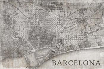 Map Barcelona Beige | Obraz na stenu