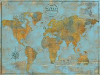 Rustic World Map Sky Blue | Obraz na stenu